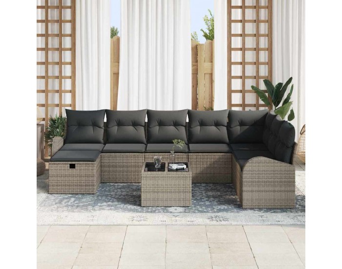 Sonata H Градински Софа Комплект 9 pcs Сив 289 x 179 x 85 см Полиратан