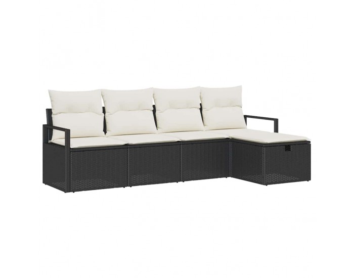 Sonata H Градински Софа Комплект 5 pcs Черно и кремаво 230 x 117 x 85 см