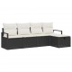Sonata H Градински Софа Комплект 5 pcs Черно и кремаво 230 x 117 x 85 см