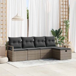 Sonata H Градински Софа Комплект 5 pcs Сив 230 x 117 x 85 см Полиратан - Canapele și bănci de grădină