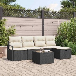Sonata H Градински Софа Комплект 6 pcs Черно и кремаво 230 x 117 x 85 см - Canapele și bănci de grădină