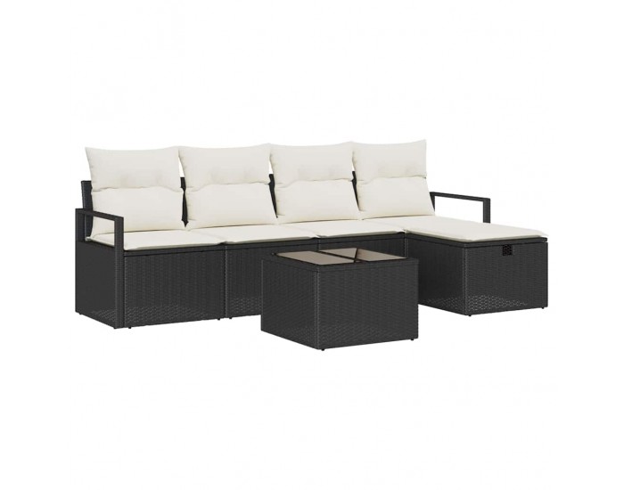 Sonata H Градински Софа Комплект 6 pcs Черно и кремаво 230 x 117 x 85 см