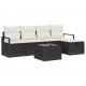 Sonata H Градински Софа Комплект 6 pcs Черно и кремаво 230 x 117 x 85 см