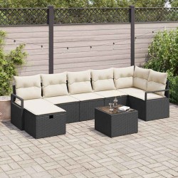Sonata H Градински Софа Комплект 8 pcs Черно и кремаво 287 x 122 x 85 см - Canapele și bănci de grădină