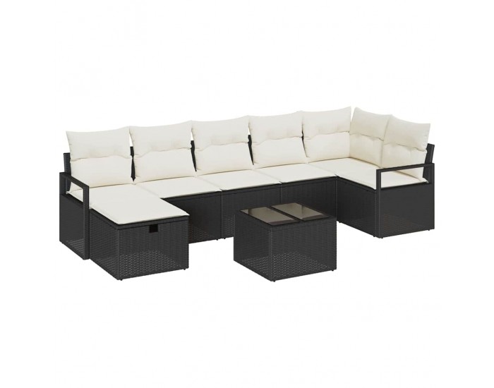 Sonata H Градински Софа Комплект 8 pcs Черно и кремаво 287 x 122 x 85 см