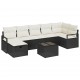 Sonata H Градински Софа Комплект 8 pcs Черно и кремаво 287 x 122 x 85 см