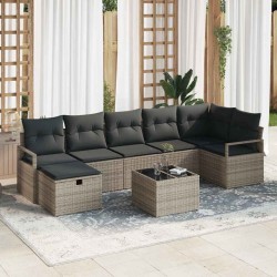Sonata H Градински Софа Комплект 8 pcs Сив 287 x 122 x 85 см Полиратан - Canapele și bănci de grădină