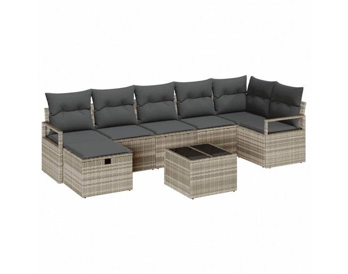 Sonata H Градински Софа Комплект 8 pcs Светлосиво 287 x 122 x 85 см