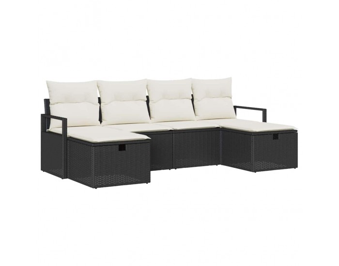 Sonata H Градински Софа Комплект 6 pcs Черно и кремаво 230 x 117 x 85 см