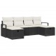 Sonata H Градински Софа Комплект 6 pcs Черно и кремаво 230 x 117 x 85 см