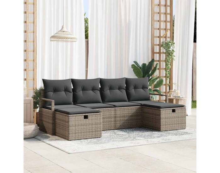 Sonata H Градински Софа Комплект 6 pcs Сив 230 x 117 x 85 см Полиратан