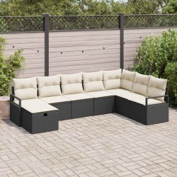 Sonata H Градински Софа Комплект 8 pcs Черно и кремаво 287 x 177 x 85 см - Canapele și bănci de grădină