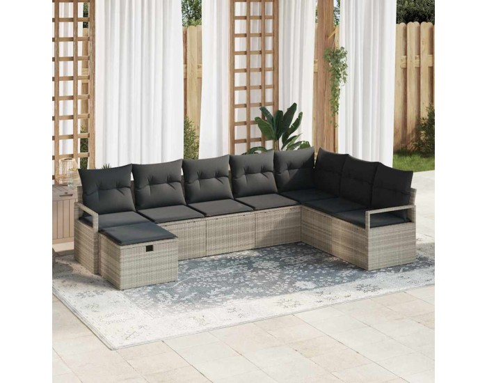 Sonata H Градински Софа Комплект 8 pcs Светлосиво 287 x 177 x 85 см