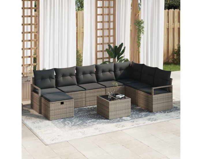 Sonata H Градински Софа Комплект 9 pcs Сив 287 x 177 x 85 см Полиратан