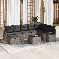 Sonata H Градински Софа Комплект 9 pcs Сив 287 x 177 x 85 см Полиратан - Canapele și bănci de grădină