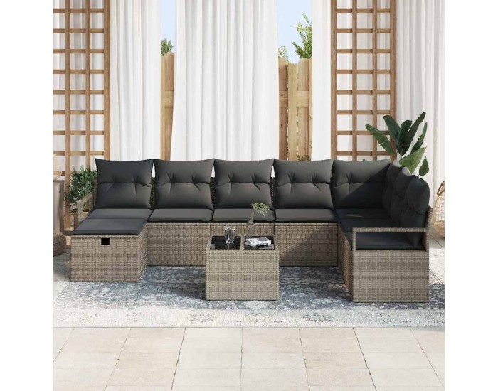 Sonata H Градински Софа Комплект 9 pcs Сив 287 x 177 x 85 см Полиратан