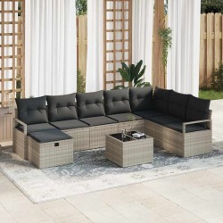 Sonata H Градински Софа Комплект 9 pcs Светлосиво 287 x 177 x 85 см - Canapele și bănci de grădină