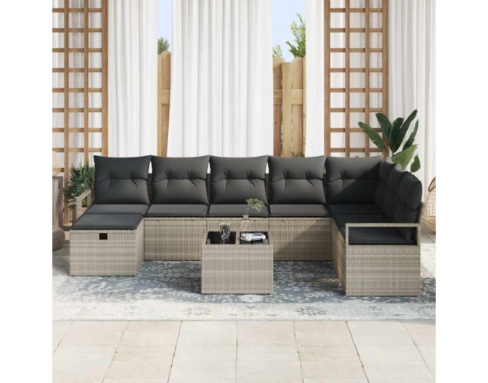 Sonata H Градински Софа Комплект 9 pcs Светлосиво 287 x 177 x 85 см