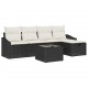 Sonata H Градински Софа Комплект 6 pcs Черно 55 x 55 x 37 см Полиратан