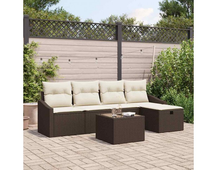 Sonata H Градински Софа Комплект 6 pcs Кафяво 55 x 55 x 37 см Полиратан
