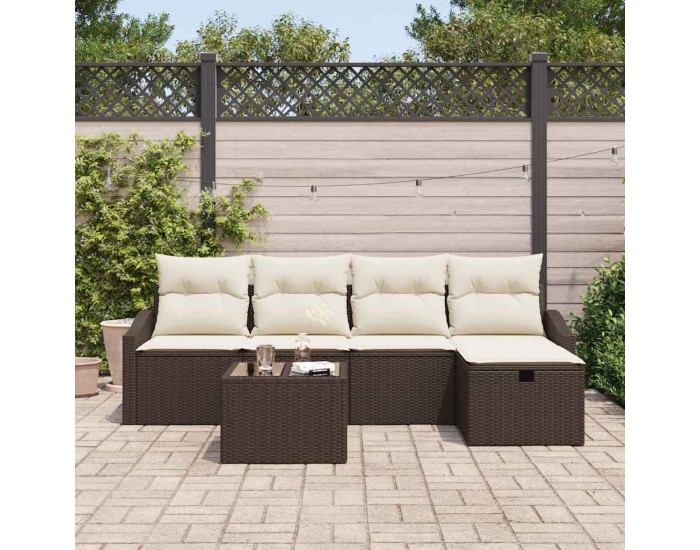 Sonata H Градински Софа Комплект 6 pcs Кафяво 55 x 55 x 37 см Полиратан