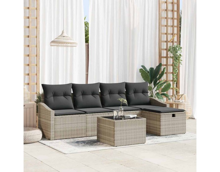 Sonata H Градински Софа Комплект 6 pcs Светлосиво 55 x 55 x 37 см
