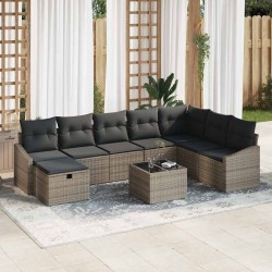 Sonata H Градински Софа Комплект 9 pcs Сив 55 х 62 х 69 см Полиратан - Canapele și bănci de grădină