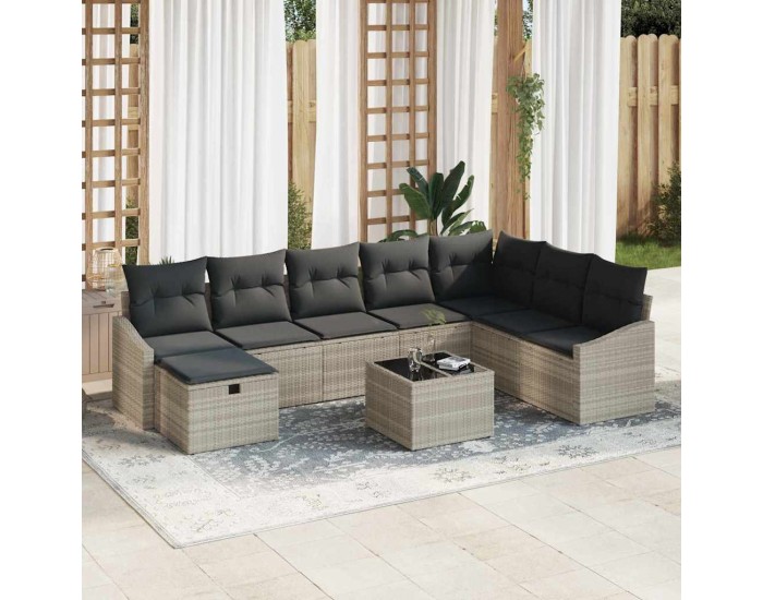 Sonata H Градински Софа Комплект 9 pcs Светлосиво 55 х 62 х 69 см