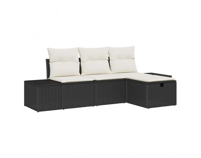 Sonata H Градински Софа Комплект 4 pcs Черно 55 х 62 х 69 см Полиратан