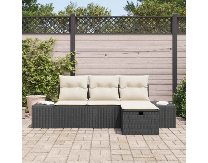 Sonata H Градински Софа Комплект 4 pcs Черно 55 х 62 х 69 см Полиратан