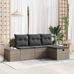 Sonata H Градински Софа Комплект 4 pcs Сив 55 х 62 х 69 см Полиратан - Canapele și bănci de grădină
