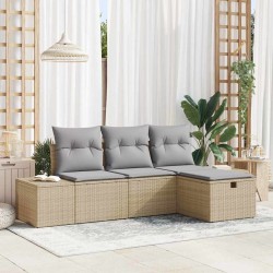 Sonata H Градински Софа Комплект 4 pcs Бежово 55 х 62 х 69 см Полиратан - Canapele și bănci de grădină