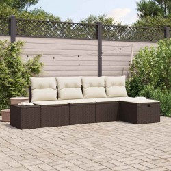 Sonata H Градински Софа Комплект 5 pcs Кафяво 55 х 62 х 69 см Полиратан - Canapele și bănci de grădină