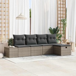 Sonata H Градински Софа Комплект 5 pcs Сив 55 х 62 х 69 см Полиратан - Canapele și bănci de grădină