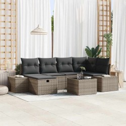 Sonata H Градински Софа Комплект 7 pcs Сив 55 х 62 х 69 см Полиратан - Canapele și bănci de grădină