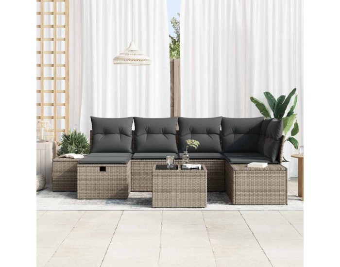 Sonata H Градински Софа Комплект 7 pcs Сив 55 х 62 х 69 см Полиратан