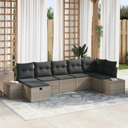Sonata H Градински Софа Комплект 7 pcs Сив 55 х 62 х 69 см Полиратан - Canapele și bănci de grădină