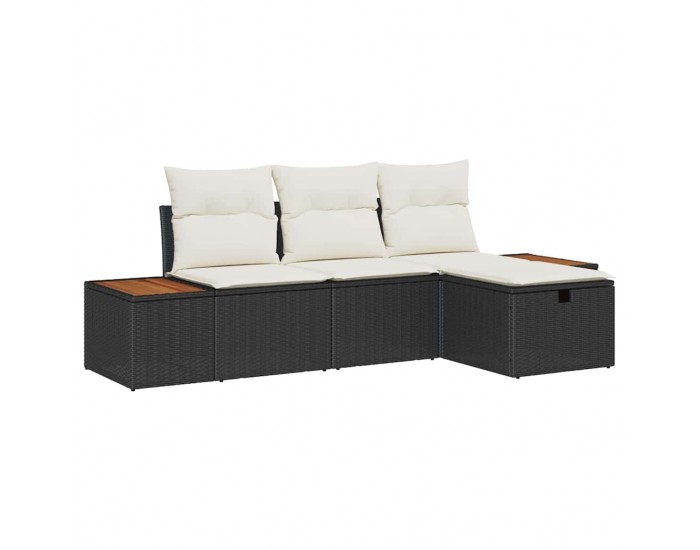 Sonata H Градински Софа Комплект 4 pcs Черно 55 х 62 х 69 см Полиратан
