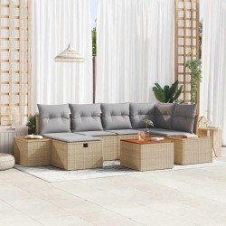 Sonata H Градински Софа Комплект 7 pcs Бежово 55 х 62 х 69 см Полиратан - Canapele și bănci de grădină