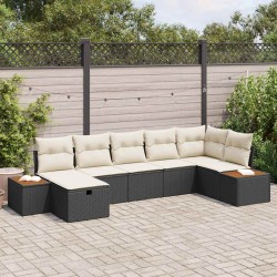 Sonata Set de canapele pentru grădină cu pernă 7 pcs Negru Rattan poli