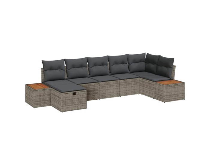 Sonata Set de canapele pentru grădină cu pernă 7 pcs Gri Rattan poli