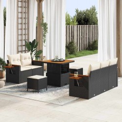 Sonata H Градински Софа Комплект 8 pcs Черно и кремаво 80 x 80 x 71 cm - Canapele și bănci de grădină