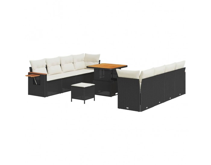 Sonata H Градински Софа Комплект 11 pcs Черно и кремаво 80 x 80 x 71 cm
