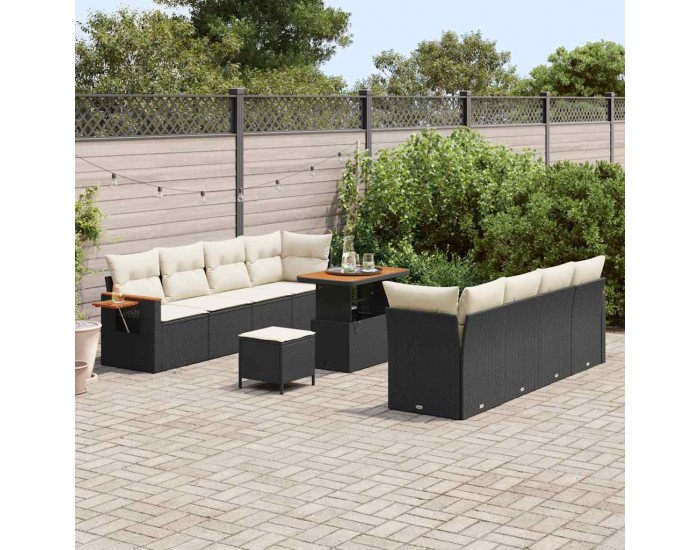 Sonata H Градински Софа Комплект 11 pcs Черно и кремаво 90 x 55 x 71 cm