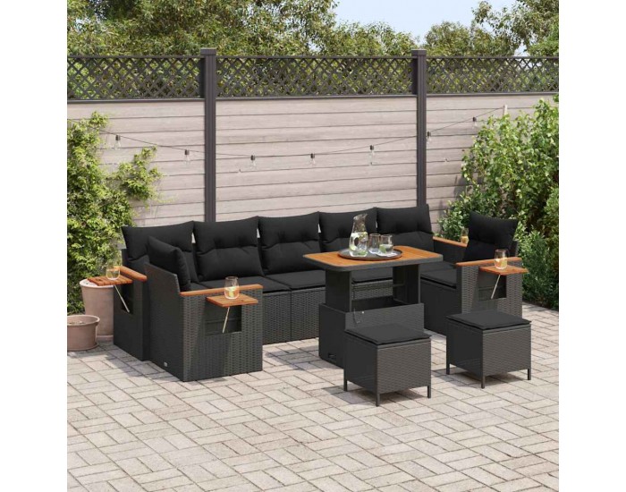 Sonata H Градински Софа Комплект 10 pcs Черно 90 x 55 x 71 cm