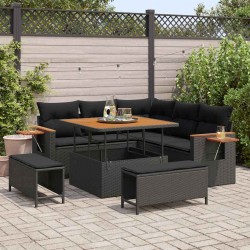 Sonata H Градински Софа Комплект 8 pcs Черно 100 x 100 x 71 cm - Canapele și bănci de grădină
