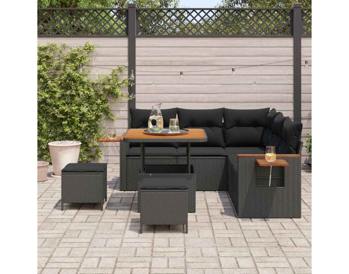 Sonata H Градински Софа Комплект 8 pcs Черно 80 x 80 x 71 cm