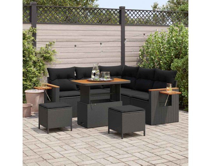 Sonata H Градински Софа Комплект 8 pcs Черно 90 x 55 x 71 cm
