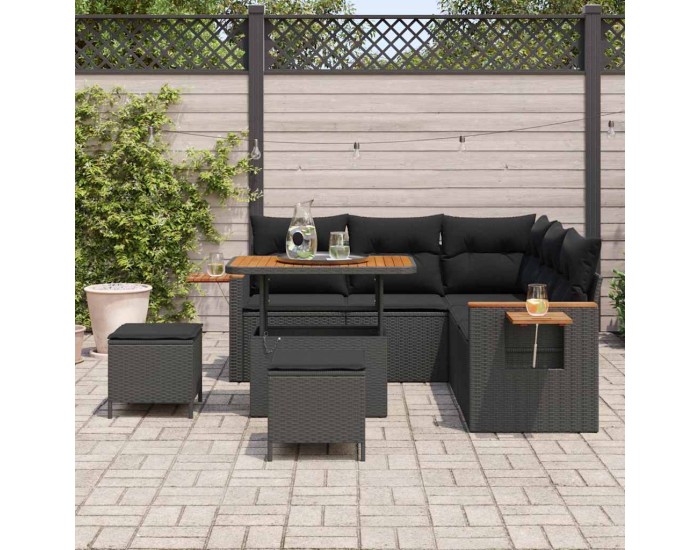 Sonata H Градински Софа Комплект 8 pcs Черно 90 x 55 x 71 cm