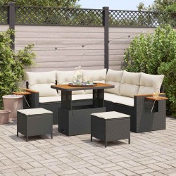 Sonata H Градински Софа Комплект 8 pcs Черно и кремаво 90 x 55 x 71 cm - Canapele și bănci de grădină